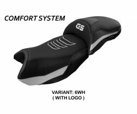 Seat saddle cover Ebern comfort system White WH + logo T.I. for BMW R 1250 GS 2019 > 2023