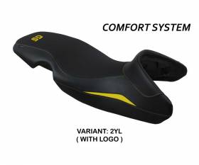 Seat saddle cover Mogan comfort system Yellow YL + logo T.I. for BMW F 650 GS 2000 > 2007