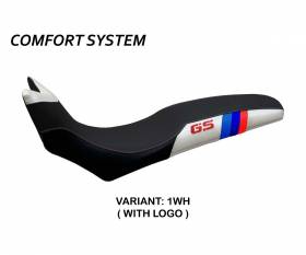 Seat saddle cover Barone Anniversary Comfort System White (WH) T.I. for BMW F 800 GS 2008 > 2018