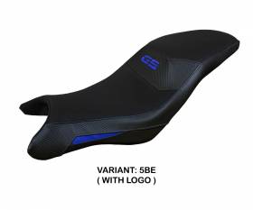 Seat saddle cover Thiva Blue BE + logo T.I. for BMW G 310 GS 2017 > 2024