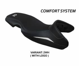 Seat saddle cover Tauro comfort system White WH + logo T.I. for BMW G 650 GS 2010 > 2016