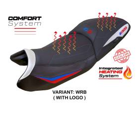 Housse de selle Heating Comfort System Blanche - Rouge - Bleu WRB + logo T.I. pour BMW R 1300 GS (TOURING) 2023 > 2024
