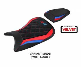 Housse de selle Waal Velvet Rouge - Noir RDB + logo T.I. pour BMW S 1000 RR 2019 > 2024