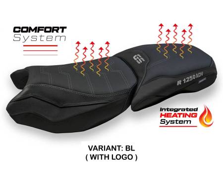 BMWGSAHS-BL-1-HS Housse de selle Heating Comfort System Noir BL + logo T.I. pour BMW R 1250 GS ADVENTURE 2019 > 2023
