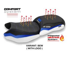 Housse de selle Heating Comfort System Bleu - Blanche BEW + logo T.I. pour BMW R 1250 GS 2019 > 2023