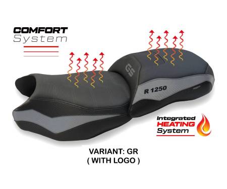 BMWGSHS-GR-1-HS Housse de selle Heating Comfort System Gris GR + logo T.I. pour BMW R 1250 GS 2019 > 2023