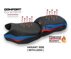 Housse de selle Heating Comfort System Rouge - Noir RDB + logo T.I. pour BMW R 1250 GS 2019 > 2023