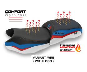 Housse de selle Heating Comfort System Blanche - Rouge - Bleu WRB + logo T.I. pour BMW R 1250 GS 2019 > 2023