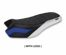 Seat saddle cover Affile Blue - White BEW + logo T.I. for BMW R 1200/1250 GS Rallye 2017 > 2023