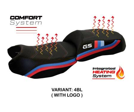 BR12GEC-4BL-3-HS Housse de selle Heating Comfort System Noir BL + logo T.I. pour BMW R 1200 GS 2013 > 2018