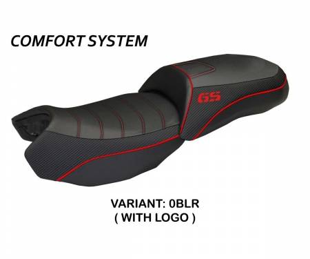 BR12GLOB2C-0BLR-3 Rivestimento sella Ortigia Bord 2 Comfort System Nero - Rosso (BLR) T.I. per BMW R 1200 GS 2013 > 2018