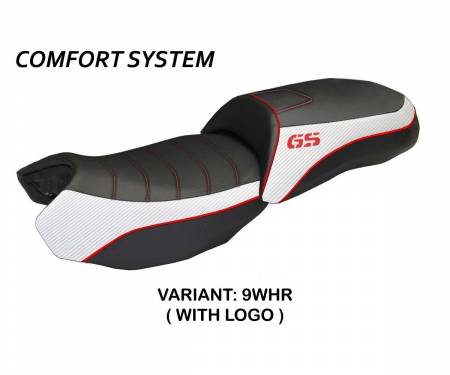 BR12GLOB2C-9WHR-3 Seat saddle cover Ortigia Bord 2 Comfort System White - Red (WHR) T.I. for BMW R 1200 GS 2013 > 2018