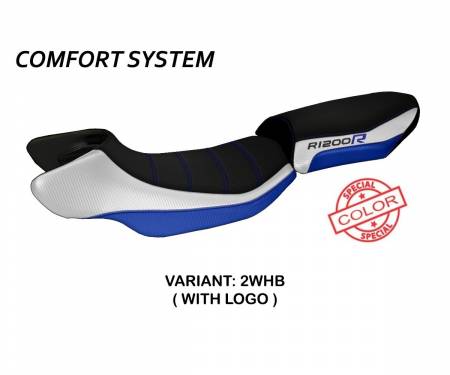 BR12RASC-2WHB-3 Seat saddle cover Aurelia Special Color Comfort System White - Blue (WHB) T.I. for BMW R 1200 R 2015 > 2018