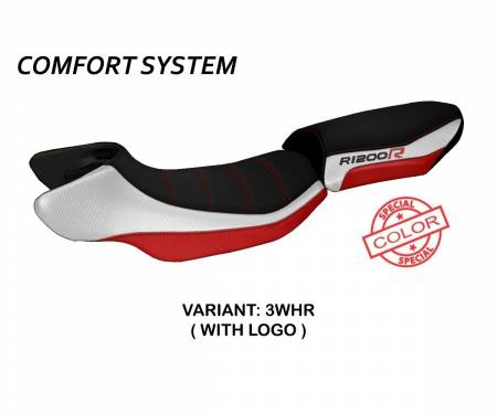 BR12RASC-3WHR-3 Housse de selle Aurelia Special Color Comfort System Blanc- Rouge (WHR) T.I. pour BMW R 1200 R 2015 > 2018