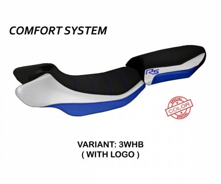 BR12RSASRC-3WHB-3 Housse de selle Aurelia Special Color Rs Comfort System Blanche - Bleu (WHB) T.I. pour BMW R 1200 RS 2015 > 2019