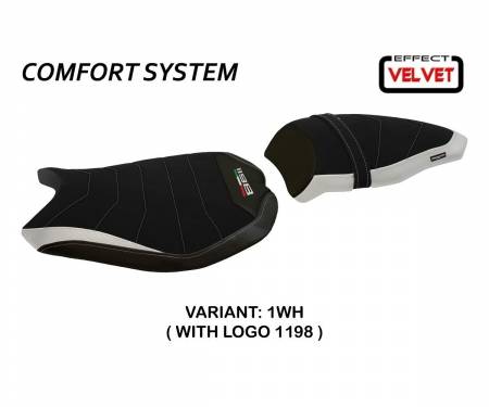 D1198CV-1WH-6 Housse de selle Cervia Velvet Comfort System Blanche (WH) T.I. pour DUCATI 1098 2007 > 2013