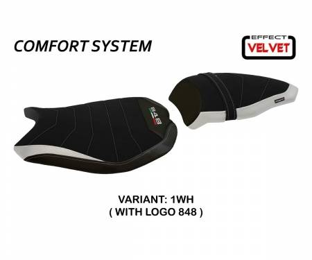 D848CV-1WH-4 Housse de selle Cervia Velvet Comfort System Blanche (WH) T.I. pour DUCATI 848 2007 > 2013