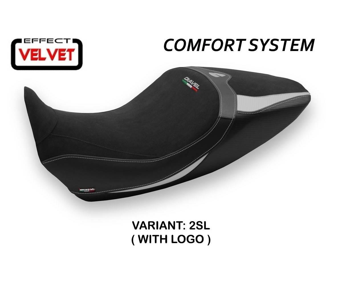 DD126S1C-2SL-1 Seat saddle cover Saranda 1 Velvet Comfort System Silver (SL) T.I. for DUCATI DIAVEL 1260 2019 > 2022