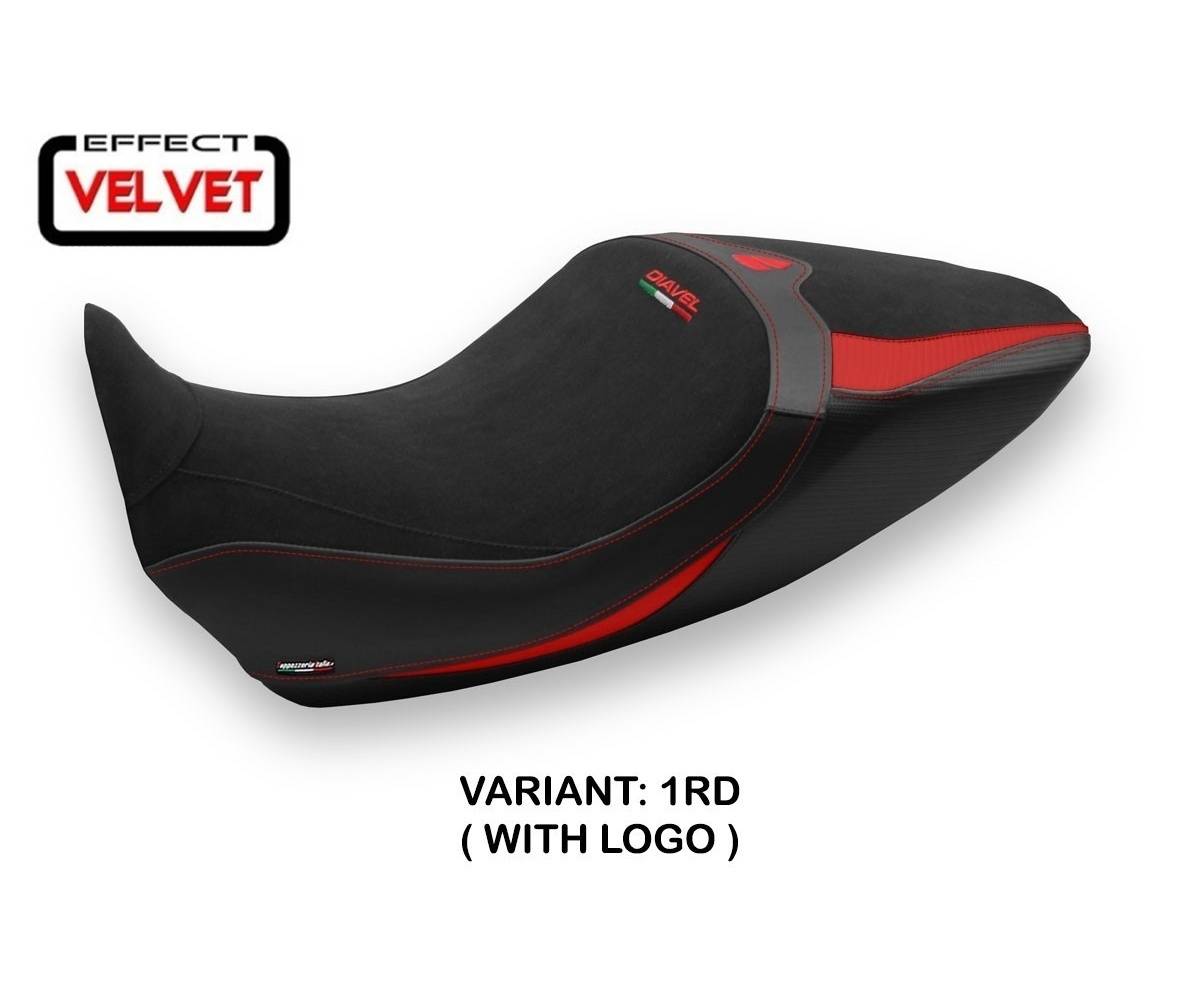 DD126S1-1RD-1 Seat saddle cover Saranda 1 Velvet Red (RD) T.I. for DUCATI DIAVEL 1260 2019 > 2022