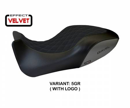 DDAVV-5GR-5 Sattelbezug Sitzbezug Viano 1 Velvet Grau (GR) T.I. fur DUCATI DIAVEL 2011 > 2013