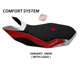Sattelbezug Sitzbezug Medea Special Color Comfort System Weiss - Rot (WHR) T.I. fur DUCATI HYPERMOTARD 796 2007 > 2012