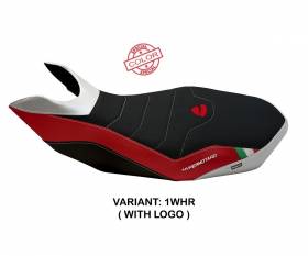 Seat saddle cover Ribe Special Color Ultragrip White - Red (WHR) T.I. for DUCATI HYPERMOTARD 796 2007 > 2012