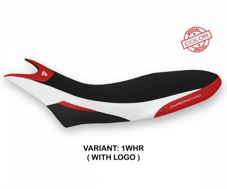 DH95CS-1WHR-1 Seat saddle cover Cuba Special Color White - Red (WHR) T.I. for DUCATI HYPERMOTARD 950 2019 > 2024