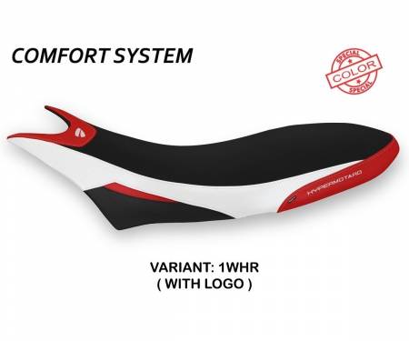 DH95OS-1WHR-1 Housse de selle Orlando Special Color Comfort System Blanc- Rouge (WHR) T.I. pour DUCATI HYPERMOTARD 950 2019 > 2024