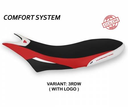 DH95OS-3RDW-1 Rivestimento sella Orlando Special Color Comfort System Rosso - Bianco (RDW) T.I. per DUCATI HYPERMOTARD 950 2019 > 2024