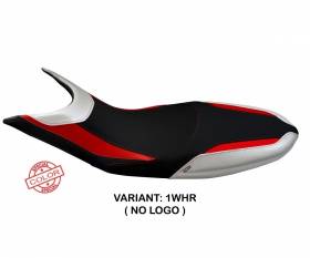 Seat saddle cover Scicli Special Color White - Red (WHR) T.I. for DUCATI HYPERMOTARD 821 / 939 2013 > 2018