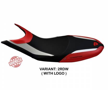 DH98SS-2RDW-1 Housse de selle Scicli Special Color Rouge - Blanche (RDW) T.I. pour DUCATI HYPERMOTARD 821 / 939 2013 > 2018