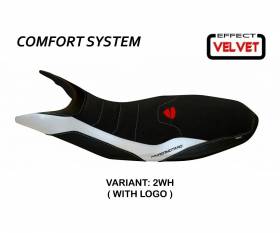 Seat saddle cover Varna 1 Velvet Comfort System White (WH) T.I. for DUCATI HYPERMOTARD 821 / 939 2013 > 2018