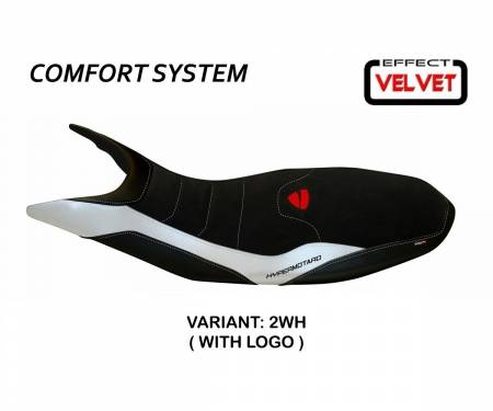 DH98V1-2WH-1 Housse de selle Varna 1 Velvet Comfort System Blanche (WH) T.I. pour DUCATI HYPERMOTARD 821 / 939 2013 > 2018