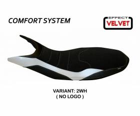 Sattelbezug Sitzbezug Varna 1 Velvet Comfort System Weiss (WH) T.I. fur DUCATI HYPERMOTARD 821 / 939 2013 > 2018