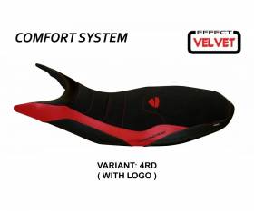 Seat saddle cover Varna 1 Velvet Comfort System Red (RD) T.I. for DUCATI HYPERMOTARD 821 / 939 2013 > 2018