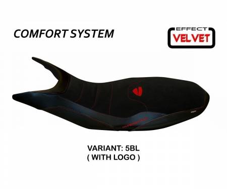 DH98V1-5BL-1 Sattelbezug Sitzbezug Varna 1 Velvet Comfort System Schwarz (BL) T.I. fur DUCATI HYPERMOTARD 821 / 939 2013 > 2018