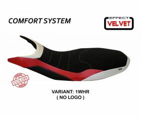 Seat saddle cover Varna Special Color Velvet Comfort System White - Red (WHR) T.I. for DUCATI HYPERMOTARD 821 / 939 2013 > 2018