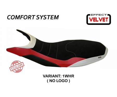 DH98VS-1WHR-4 Seat saddle cover Varna Special Color Velvet Comfort System White - Red (WHR) T.I. for DUCATI HYPERMOTARD 821 / 939 2013 > 2018