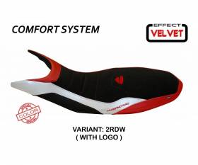 Rivestimento sella Varna Special Color Velvet Comfort System Rosso - Bianco (RDW) T.I. per DUCATI HYPERMOTARD 821 / 939 2013 > 2018
