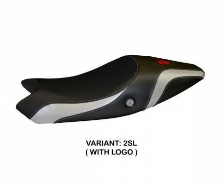 DM761LC-2SL-3 Seat saddle cover Logos Carbon Colat Silver (SL) T.I. for DUCATI MONSTER 796 2008 > 2014