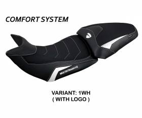 Housse de selle Haria comfort system Blanche WH + logo T.I. pour Ducati Multistrada V2 2021 > 2024