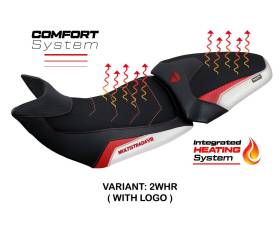 Housse de selle Heating Comfort System Blanc- Rouge WHR + logo T.I. pour DUCATI MULTISTRADA V2 2021 > 2023