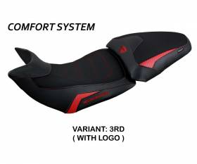 Housse de selle Haria comfort system Rouge RD + logo T.I. pour Ducati Multistrada V2 2021 > 2024