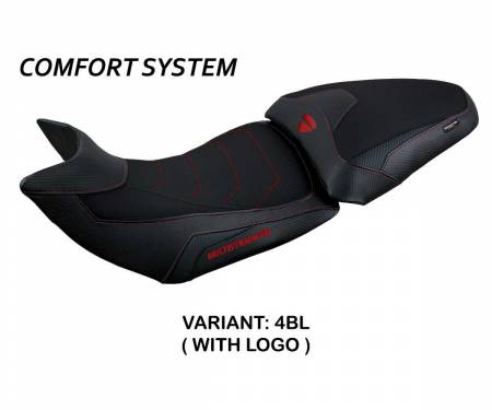 DMLV2HC-4BL-1 Seat saddle cover Haria comfort system Black BL + logo T.I. for Ducati Multistrada V2 2021 > 2024