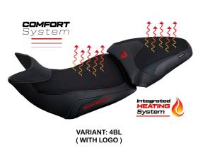 Housse de selle Heating Comfort System Noir BL + logo T.I. pour DUCATI MULTISTRADA V2 2021 > 2023