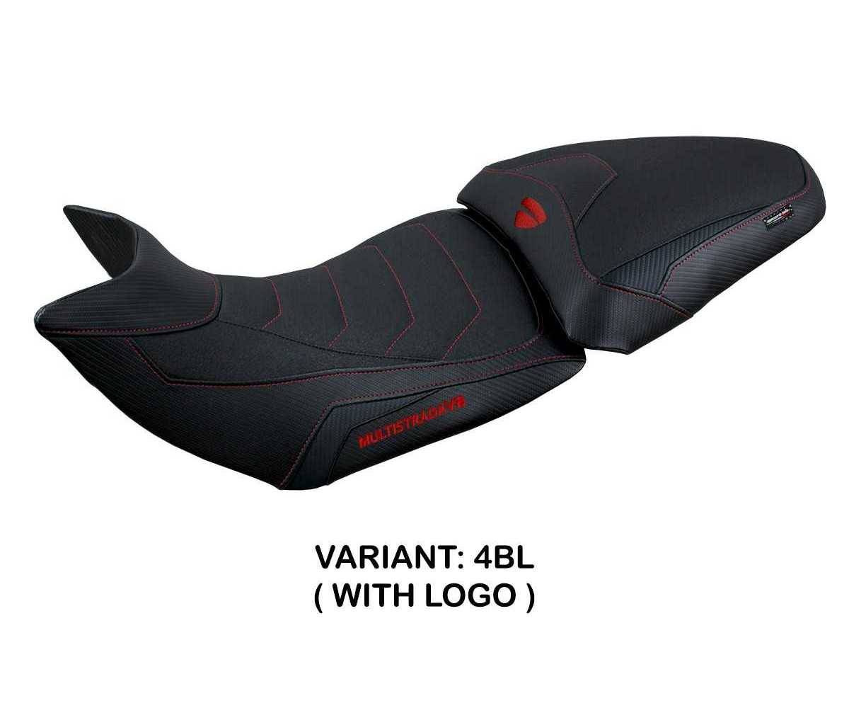 DMLV2HU-4BL-1 Seat saddle cover Haria ultragrip Black BL + logo T.I. for Ducati Multistrada V2 2021 > 2024