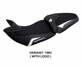 Seat saddle cover Haria White WH + logo T.I. for Ducati Multistrada V2 2021 > 2024