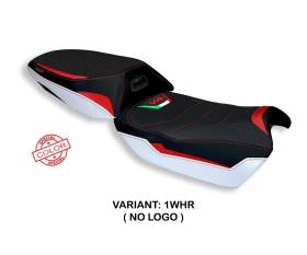Seat saddle cover Adelaide Special Color Ultragrip White - Red (WHR) T.I. for DUCATI MULTISTRADA V4  (SELLA RISCALDATA) 2021 > 2024