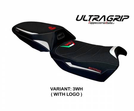 DMLV4A-3WH-1 Seat saddle cover Adelaide ultragrip White WH + logo T.I. for Ducati Multistrada V4 2021 > 2024