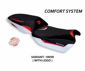 Seat saddle cover Galmi Special Color Comfort System White - Red (WHR) T.I. for DUCATI MULTISTRADA V4 (SELLA NORMALE) 2021 > 2024